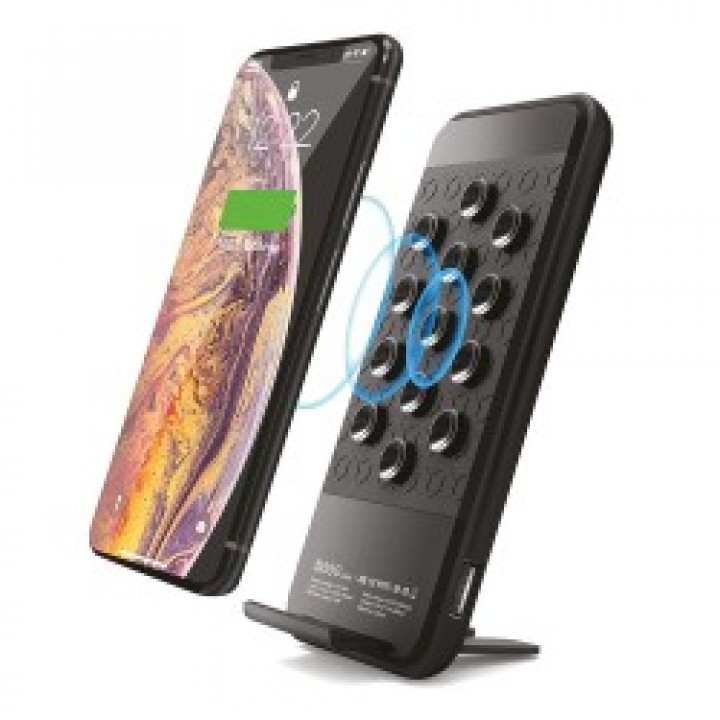 Siyah Vantuzlu 5000 mAh Wireless Powerbank Işıklı LED Baskı Alanlı Promosyon